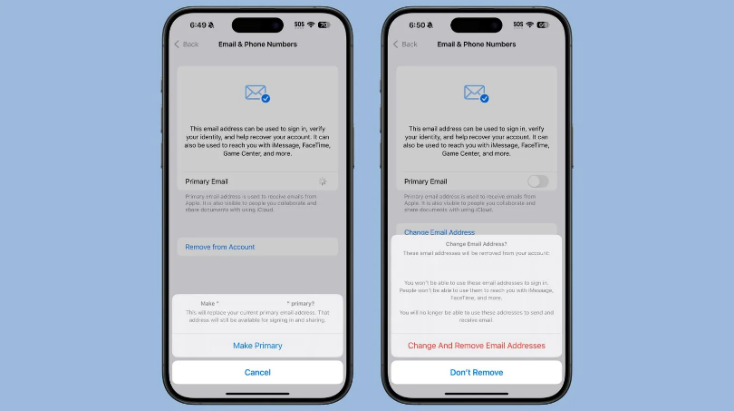 乌恰苹果手机维修分享苹果 iOS 18.1 支持设置“主要”邮箱地址并更改 iCloud 邮箱 